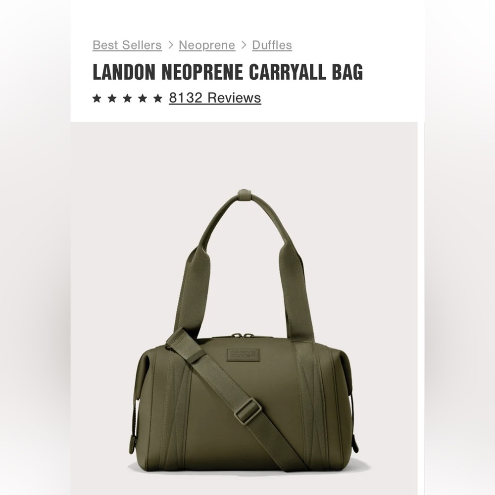 BRAND NEW duffel / overnight / gym bag. Dagne Dover green